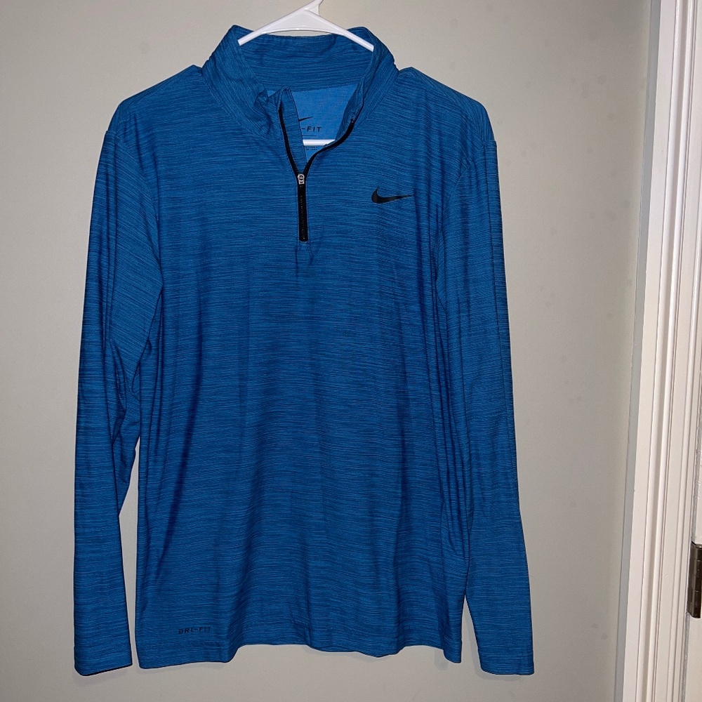 Men’s Nike 1/4 Zip Dri-Fit Pullover Size Small Blue/Black EUC